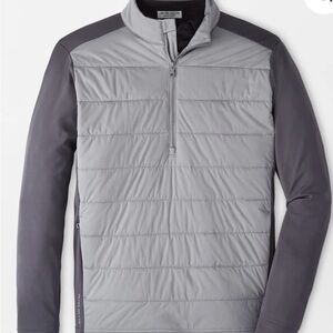 Peter Millar Men's Gray Quilted Weld Hybrid Half Zip Jacket